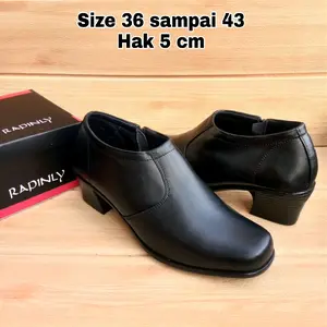 Sepatu Kerja Wanita Hitam Kulit Asli Boots Shoes