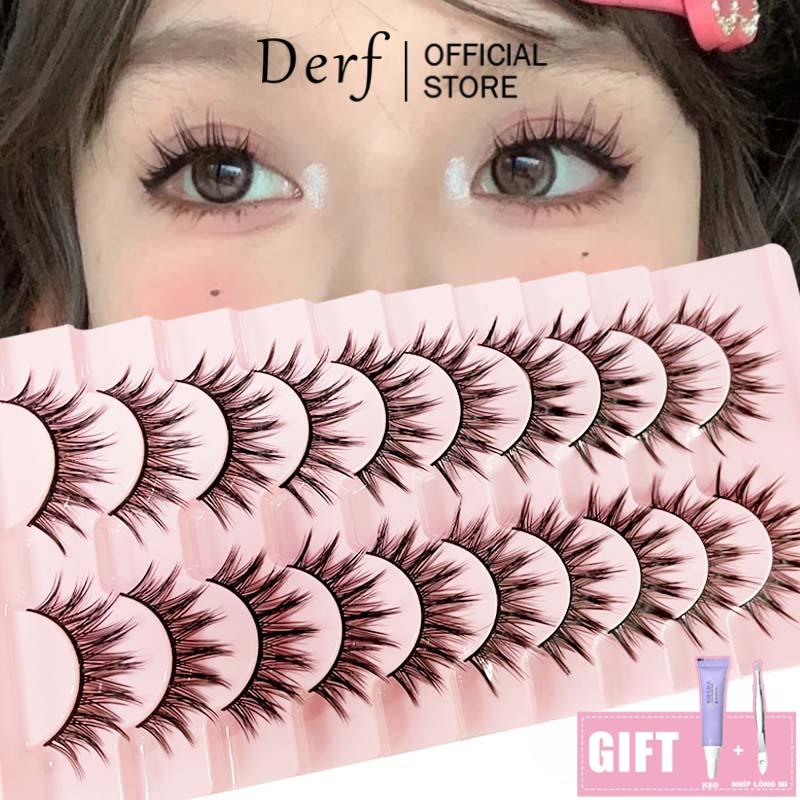 Lông Mi Giả Truyện Tranh 3D Cong Dày 10 Cặp Có Kèm Keo Và Nhíp