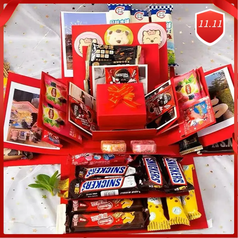 Kotak Letupan, Kotak Gadis Kejutan Letupan DIY, Kotak Snek Buatan Tangan, Sesuai untuk Gadis Hari Jadi, Hari Valentine, Hadiah Perkahwinan, Diperbuat daripada Kertas Ikea dan Alat Tulis, Alat Tulis Kertas Coklat Stationery