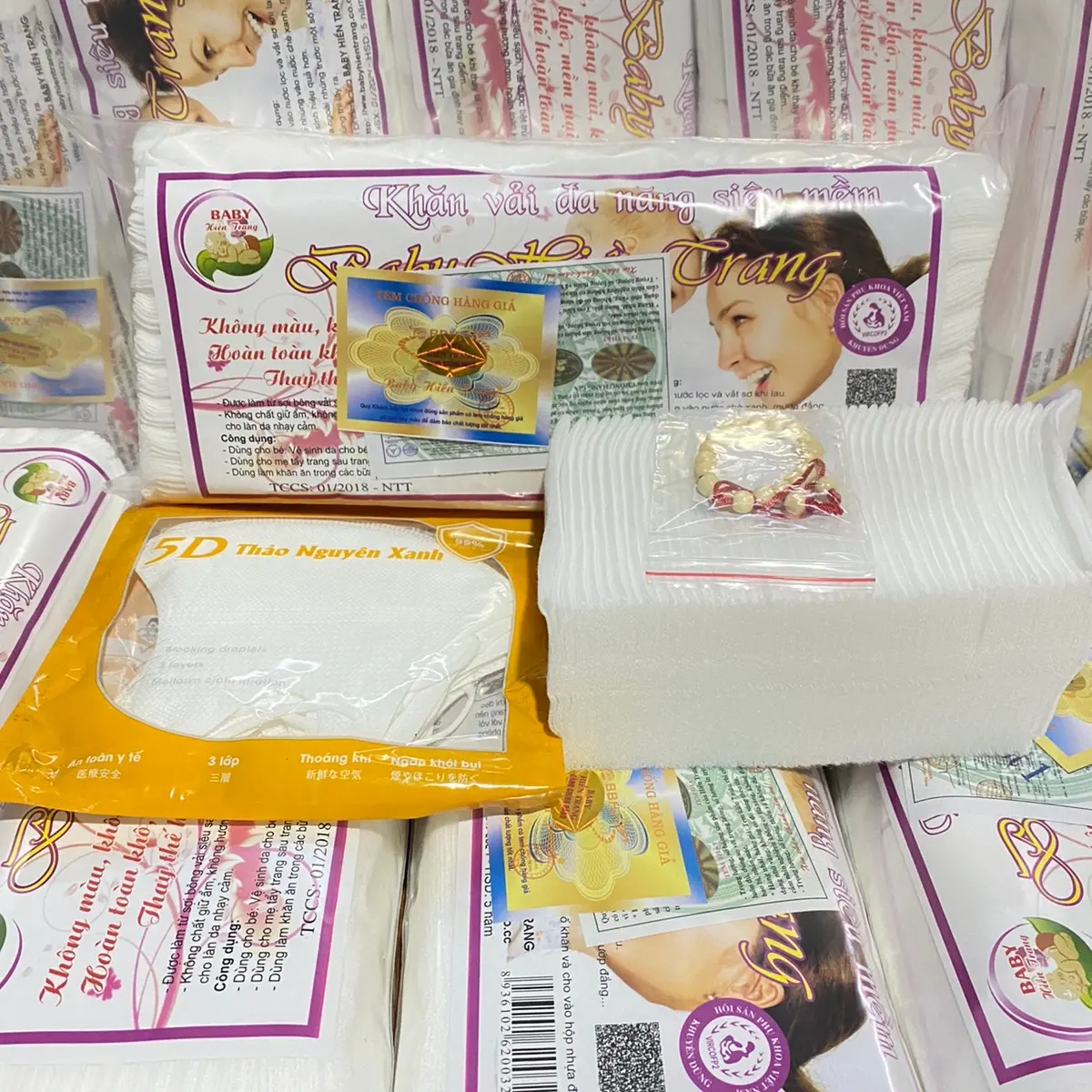 10 gói khăn khô đa năng Hiền Trang Cho Bé Em bé Trẻ sơ sinh