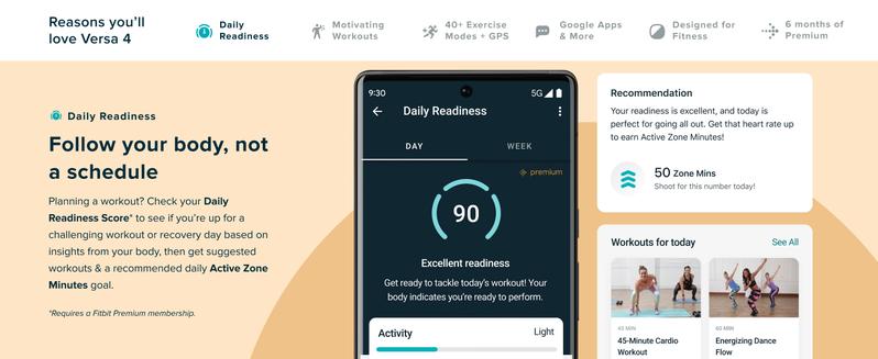 Product Introduction of Jam Tangan Kecergasan Pintar, Fitbit Versa 4, dengan GPS Harian, Kadar Jantung 24 / 7, Lebih daripada 40 + Mod Senaman, Penjejakan Tidur, dan Banyak Lagi, Hitam / Grafit, Satu Saiz Muat Semua, Termasuk Jalur S dan L disertakan 8