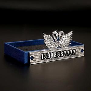 Bảng Số Điện Thoại Đính Đá Thiên Nga Gắn Kính Lái Xe Ô Tô - Thẻ Ghi Số Điện Thoại Hình Thiên Nga Nội Thất Nội Thất