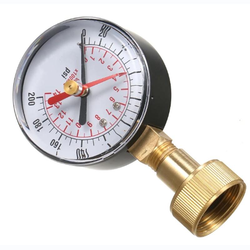Stainless Steel Case 0-200 Psi Water Pressure Test Gauge 2.5" Dial Size 3/4" Female Thread Digital Display Manometer Dual Scale Dial Gauge House Tube 6