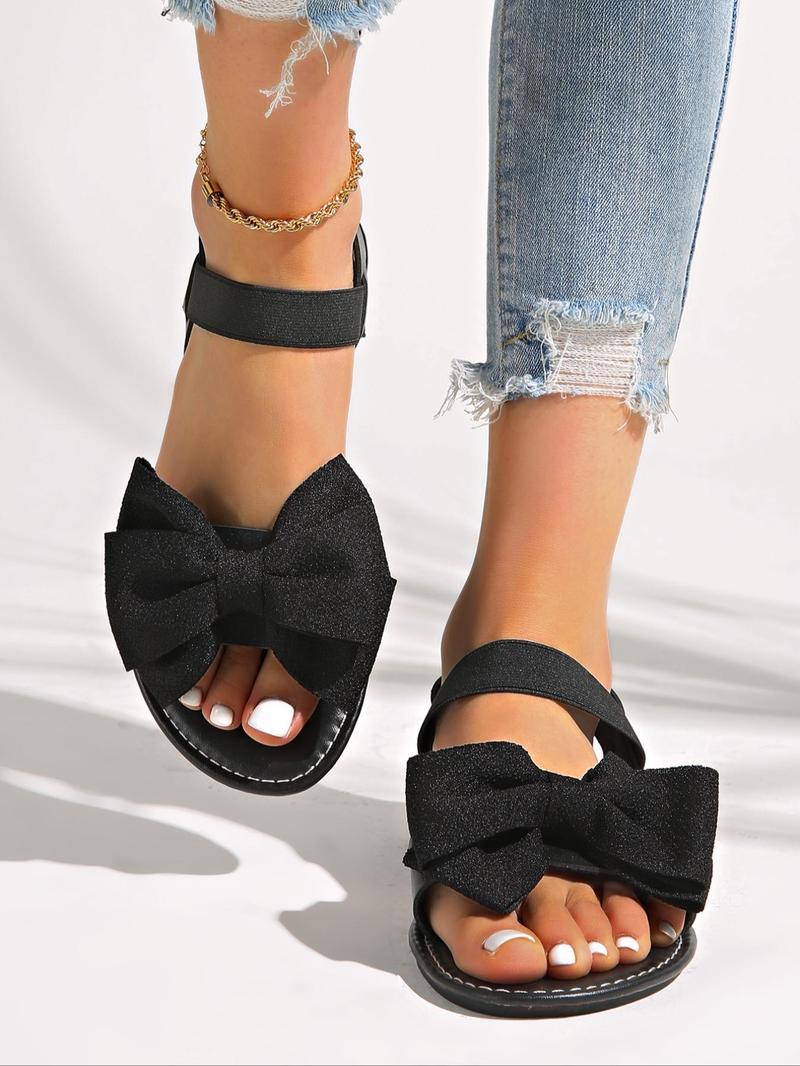 Product Introduction of Women's Bowknot Design Flat Sandals, Casual Comfortable Sandals for Beach, Fashionable Shoes for Daily Wear 8