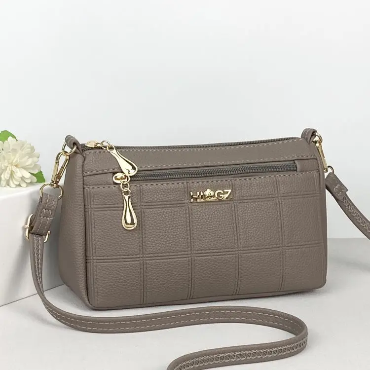 Túi đeo vai nữ da mềm nhiều ngăn họa tiết kẻ ô CICI GZ1199 Bag