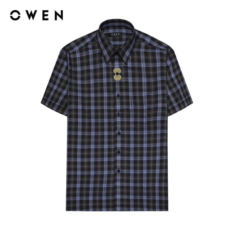 OWEN - Áo sơ mi Nam Ngắn Tay Body Fit AB230610NT Chất liệu 50%Bamboo50%Polyester   Hoạ tiết Kẻ caro Menswear