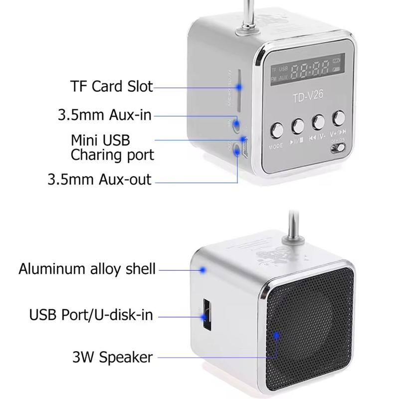 Product Introduction of Mini Radio Digital Portable Speaker With Am Fm Radio Receiver Support SD/TF Card For Mp3 Music Player 24