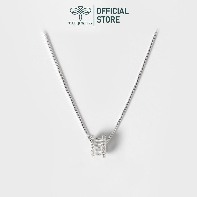 Dây chuyền bạc nữ TLEE mặt hộp nạm đá mẫu HOT TLEE JEWELRY dây vuông mì D0139