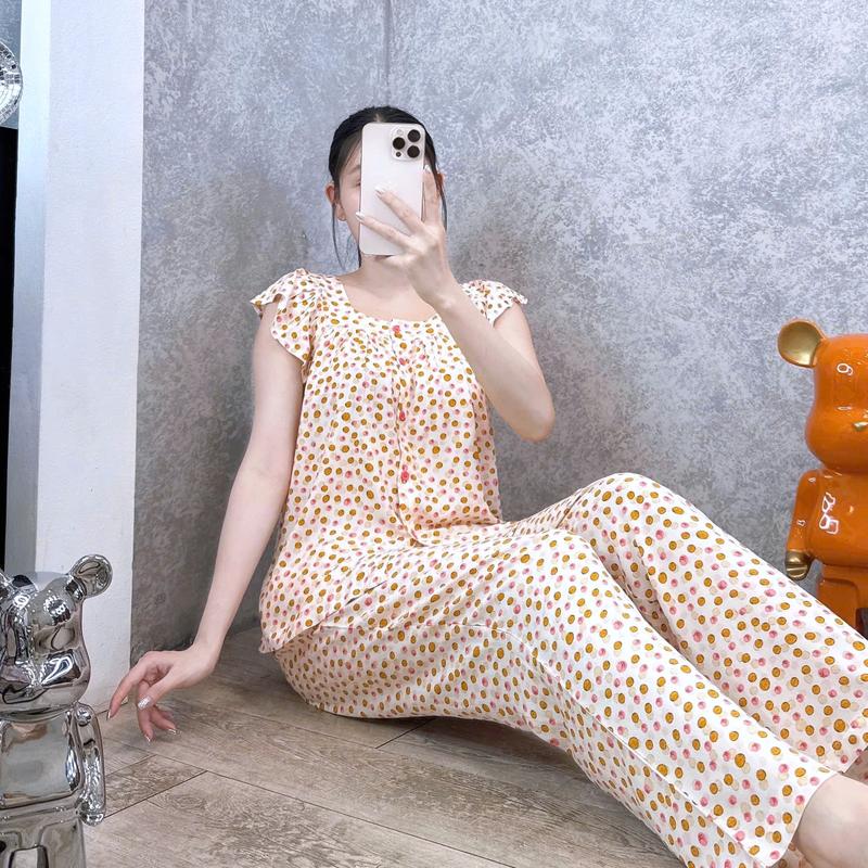 Product Introduction of Đồ bộ tole lanh nữ mặc nhà quần dài, áo tay ngắn cài nút, cổ vuông F21 VNXK SHOP5SAO (43-75kg)_Link 3 Women 20