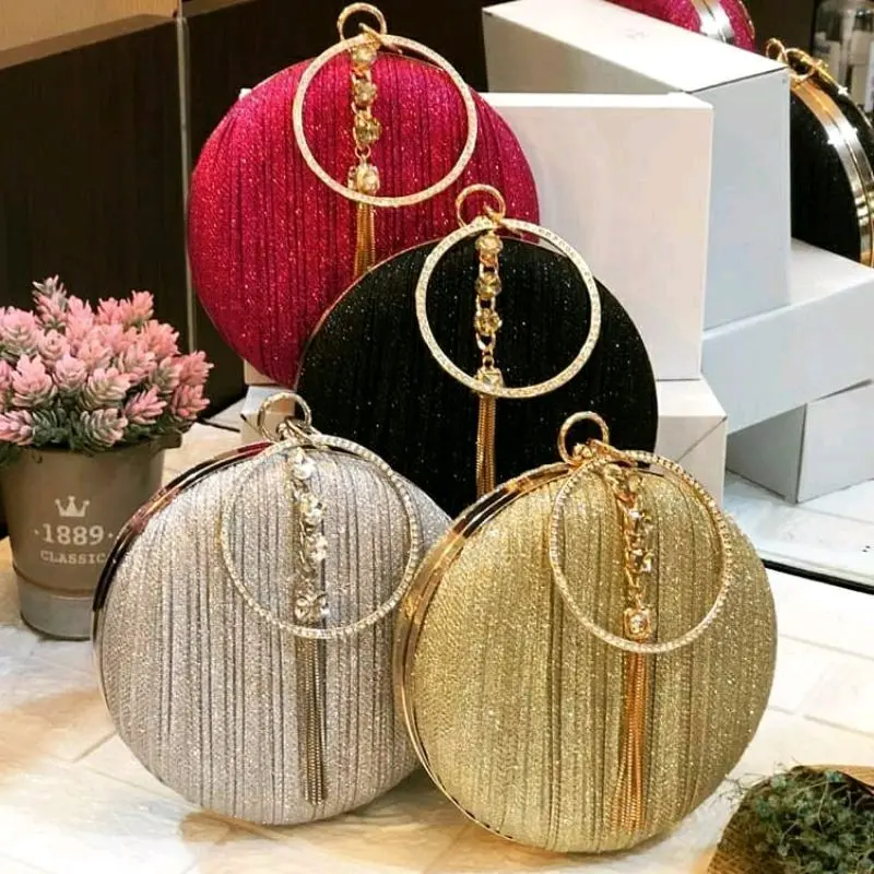 Tas Pesta SELENA Embellished Crystal Box Clutch Wanita