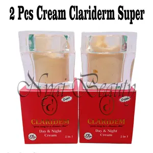 [ 2 Pcs ] Cream Clariderm Super Siang Malam Original / Krim Claridem Pencerah Wajah Glowing Pelembab Hitam Moisturizer