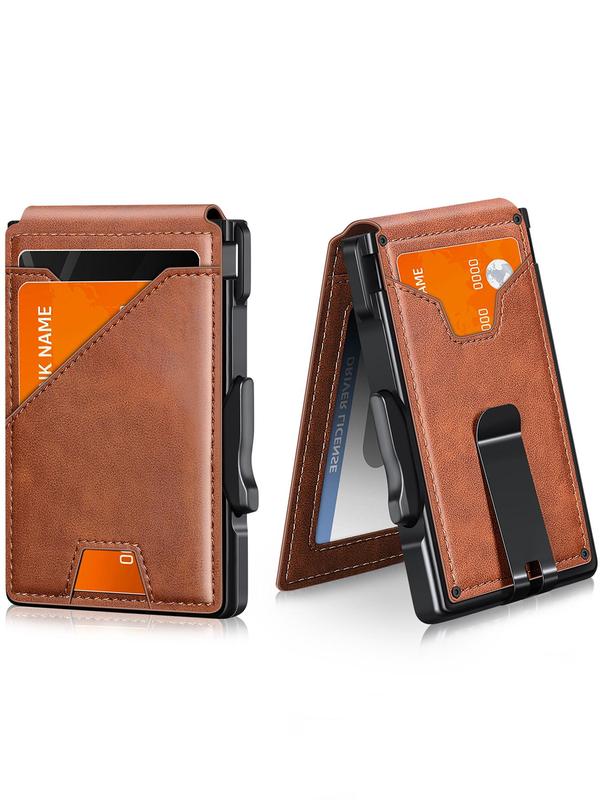 Men's Minimalist Bifold Wallet with Money Clip, 2025 New Style Slim Pu Leather Slots, Credit Card Holder & Rfid Blocking Dainty Gift for Your Love 2