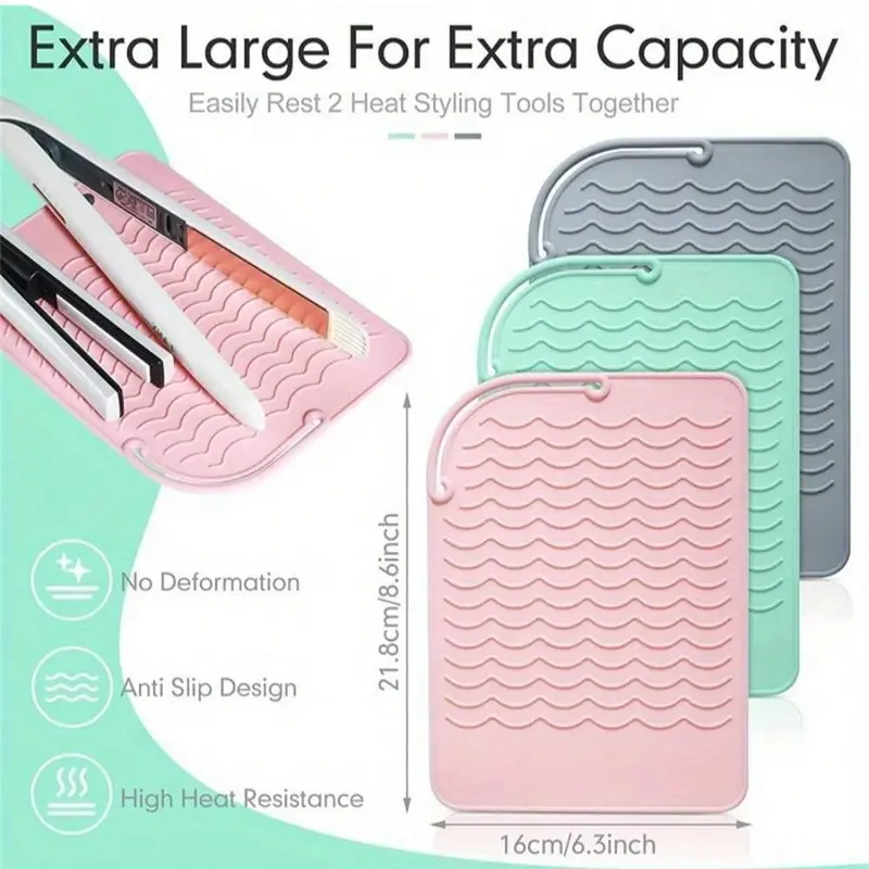 Portable Heatless Hair Straightening Iron Mat, Silicone Heat Resistant Hair Straightener Pad, Hair Styling Tool Accessories for Home & Travel 1