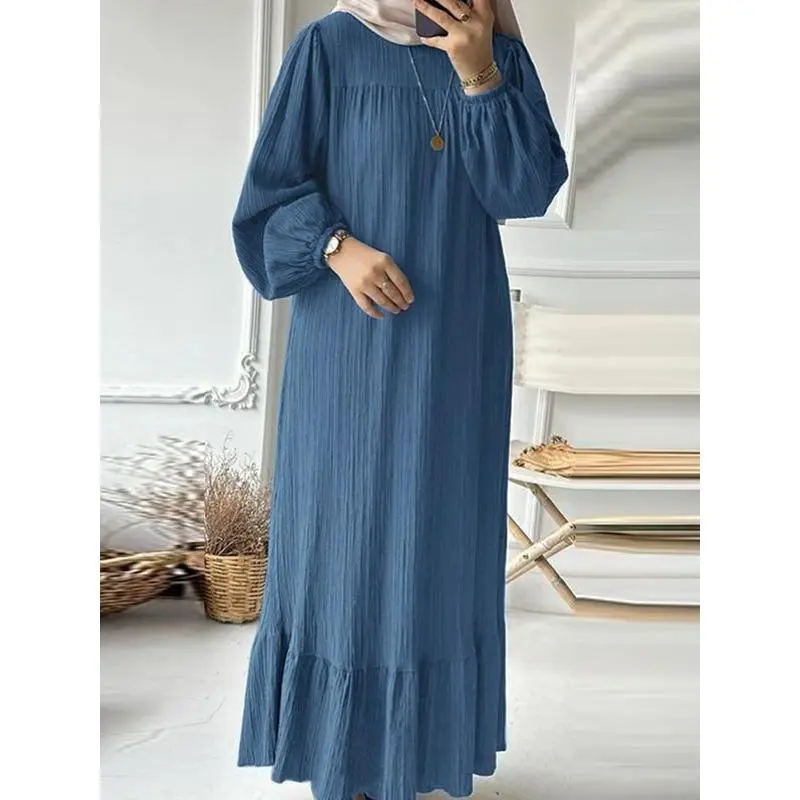 Abaya Puff Sleeve Ruffles Plain Robes Hoodie Abaya Batwing Sleeve Elegant Robes Maxi unisex plain islamic tracksuits baju kelawar abaya dubai sarong pants