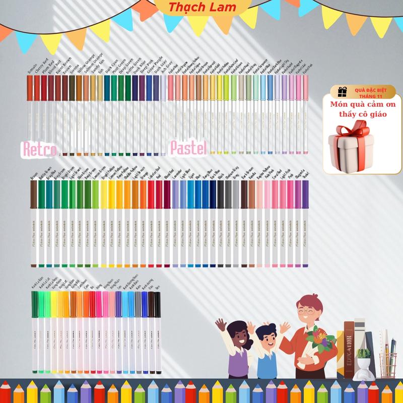 Xả Kho Tặng  2 bút gel Bút lông màu Fiber Pen Thiên Long Colokit - Có thể rửa được- Combo 40/56/76 cây fiber  pen