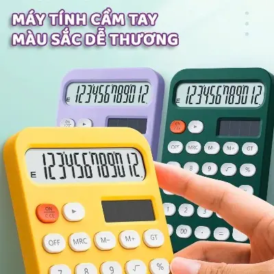 Máy Tính Bấm  Hiển Thị 12 Số - Thiết Kế Nhỏ Gọn, Màu Tươi Sáng, Nút Chống Trượt Tiện Lợi Cho Học Sinh máy  tính cầm tay 2