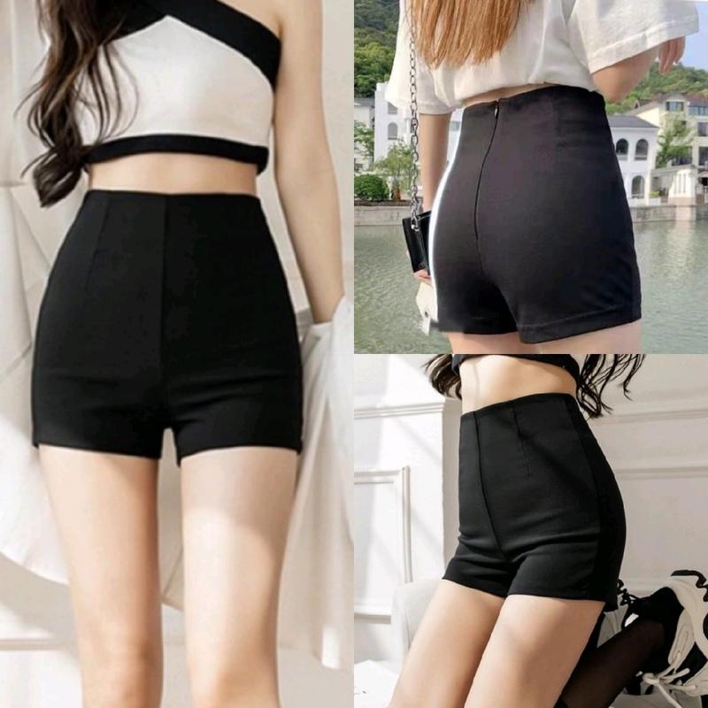 Quần Short Idol Dance Lưng Cao Khóa Sau Màu Đen Trắng Quần Đùi nữ Cạp Cao Tôn Dáng Quần idol kpop nữ Chất Umi Cao Cấp Co Giãn 4 Chiều Đẹp Women Pants Jean quan ngan nu