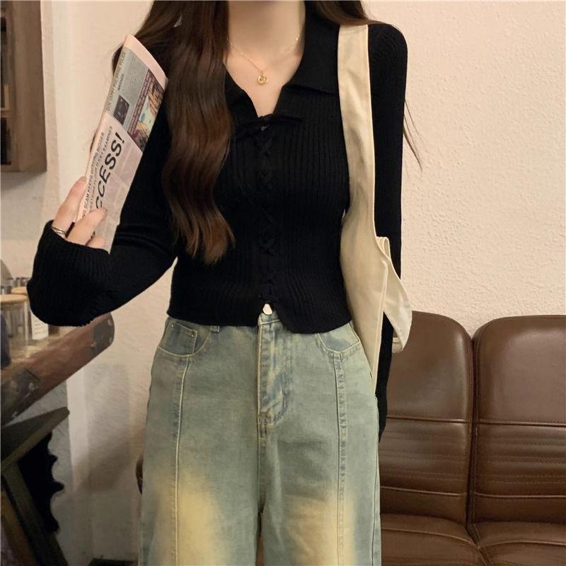 Product Introduction of Áo Len Dệt Kim, Dài Tay, Cổ Polo, Hàng Mới Về Mùa Thu 2024, Áo Len Mặc Trong, Ngắn Và Nhỏ, Có Thể Mặc Bên Trong Áo Len, Dành Cho Nữ, Thích Hợp Cho Mùa Thu Và Mùa Đông 38