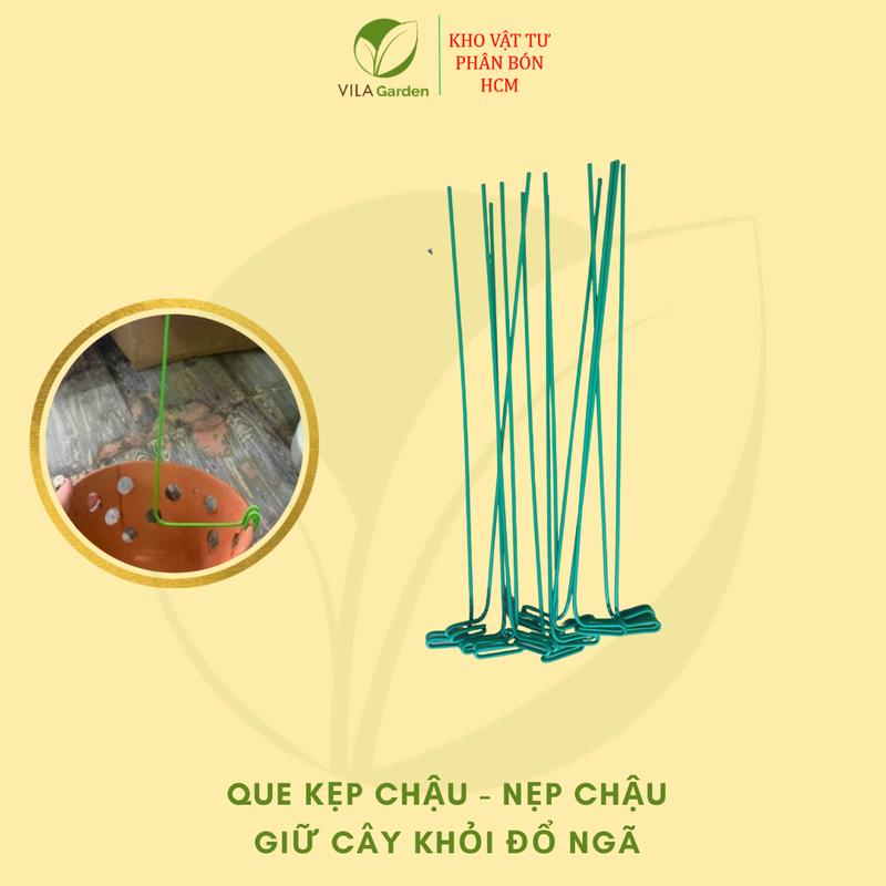 Que kẹp chậu giữ lan - nẹp chậu - ghim chậu loại chưa uốn độ dài 28-30cm (bọc nhựa) (VILA Garden) 1