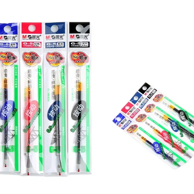 Ruột bút bi nước, bút gel M&G G-5 cao cấp 9018 9019 màu đen/xanh/đỏ ngòi 0.5mm 0.38mm thay thế GP-1008, MG1163, AGP02376 0