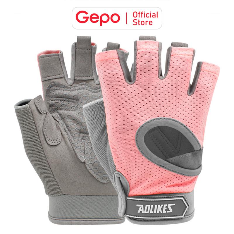 Găng tay bao tay tập gym yoga sport nam nữ hở lưng có đệm lòng bàn tay cao su chống trơn trượt AOLIKES HS119