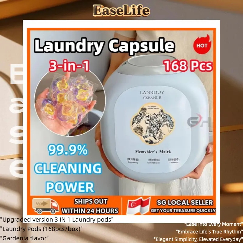 EasyLife SG 168pcs Laundry Capsules Laundry Beads Detergent Capsules 3 in 1 Beads Bacteria Mite Removal  Di7i Forest Multi-Purpose Laundry Pods Detergent