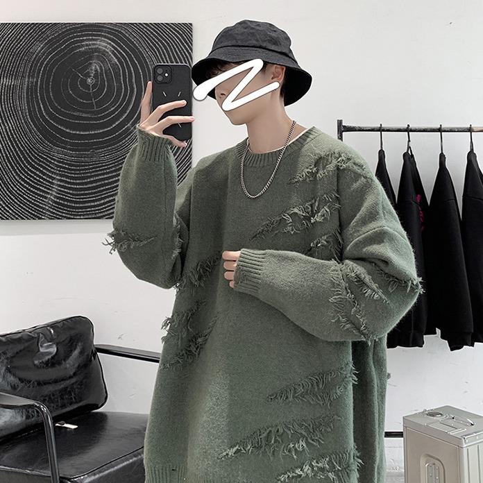 Áo sweater form rộng Unisex nam nữ over Size Áo sweater trơn nam nữ form rộng áo tay dài unisex chất len phối họa tiết rách học sinh đi chơi đi học mặc nhà-Các bạn nhắn tin cho shop hỗ trợ nếu không hài lòng nha Menswear Hoodie