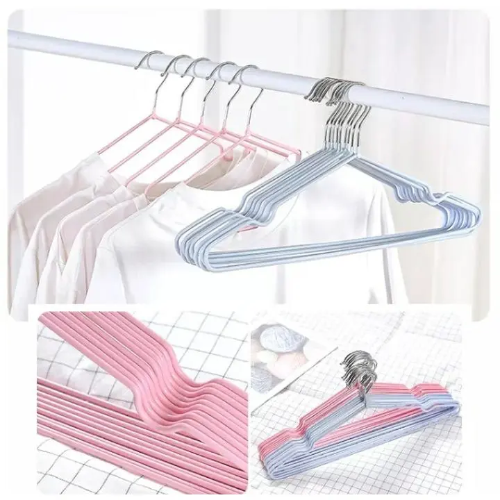 PROMO Gantungan Baju Isi 10 Pcs Warna Warni Hanger Kawat Coating Lapis Plastik Kuat Dan Lentur 2