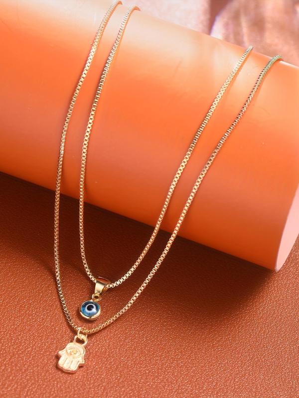 Fashion Eye Charm Pendant Layered Necklace for Women & Men, Fashion Jewellery for Party, Daily Clothing Decor, Trendy All-match & Exquisite Jewelry for Birthday Gift 6
