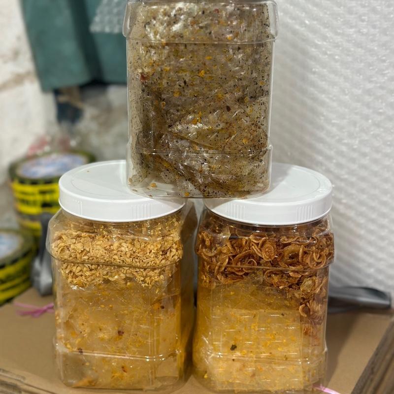 Combo 3 hủ bánh tráng ( muối hành phi . Muối tỏi phi và rong biển tỏi )