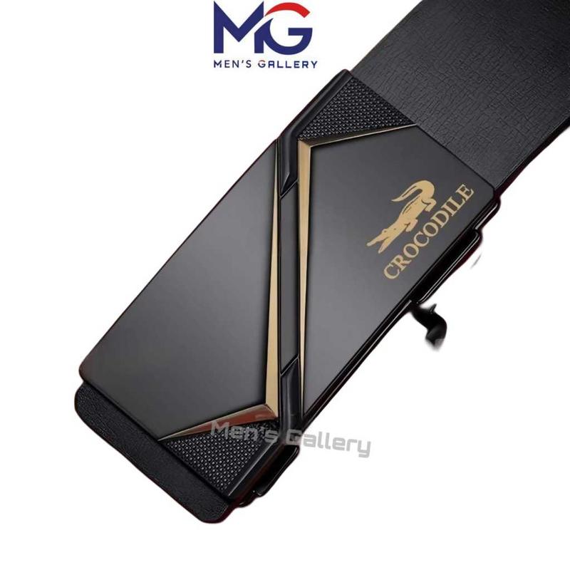 Sabuk Ikat Pinggang Pria Rell Gesper Mewah Kulit Sintetis Import dengan Buckle Hitam Kulit 1