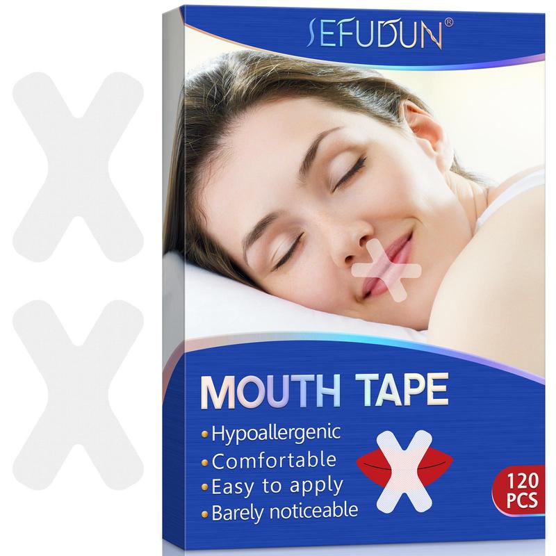 Product Introduction of Mouth Tape, 120pcs/box Comfortable Cross Design Mouth Strips for Preventing Mouth Breathing, Oral Care Tape for Women & Men 0