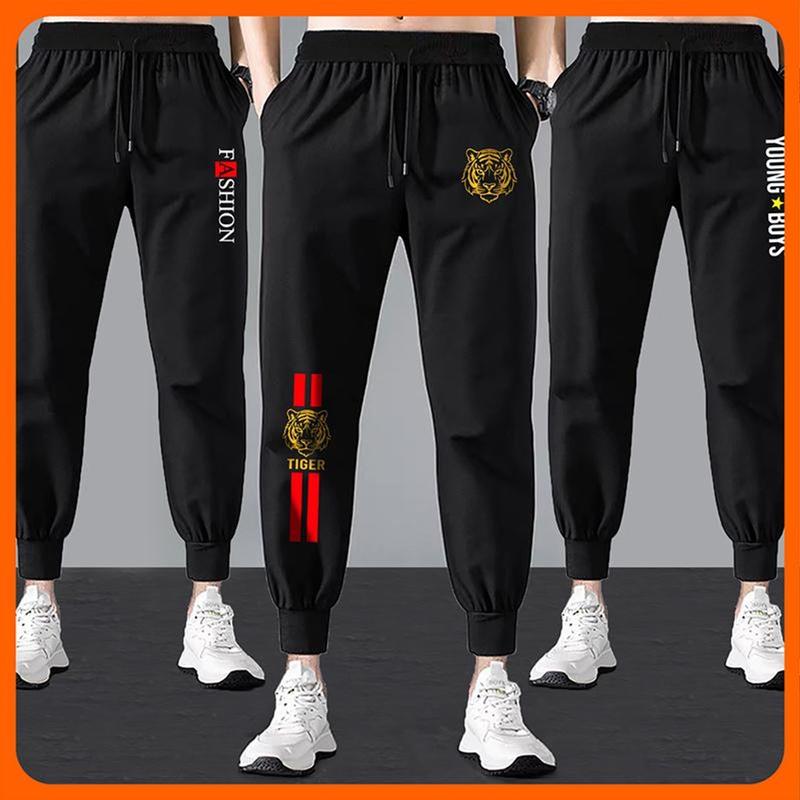 Quần Jogger Nỉ UNISEX Nam Nữ Màu Đen in logo Eo co giãn có dây rút và bo chân mềm