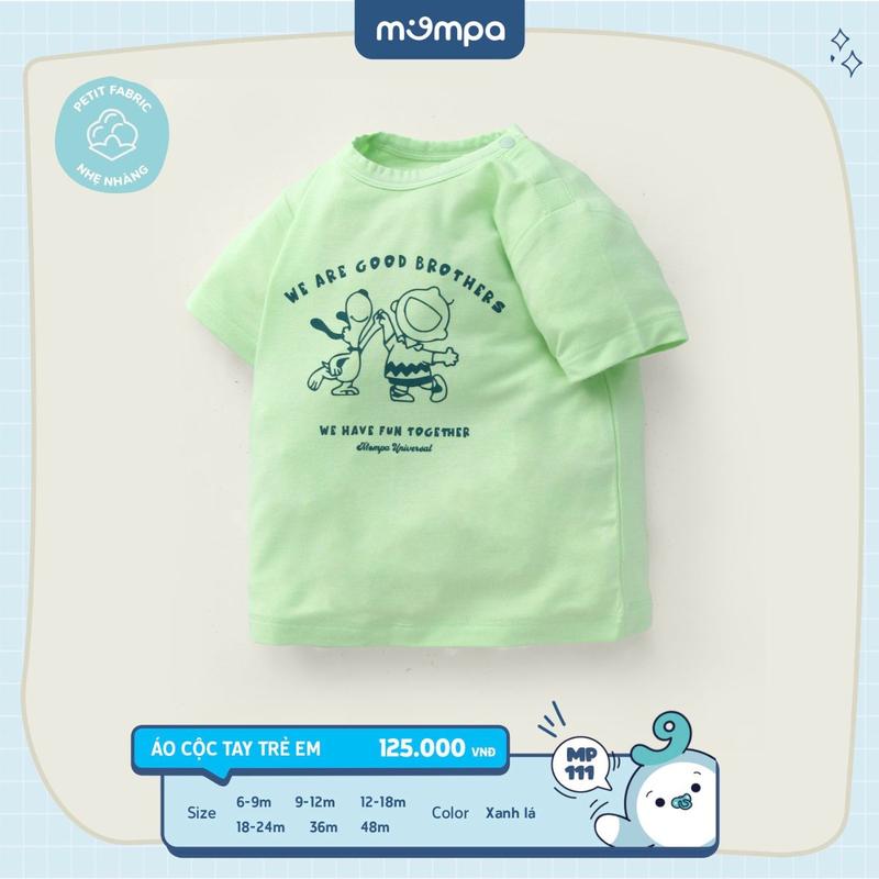 Áo cộc tay cho bé Mompa từ 6 tháng đến 4 tuổi vải Petit mềm mịn nhẹ nhàng thoáng khí cúc giữa MP 111 [DQ] 3