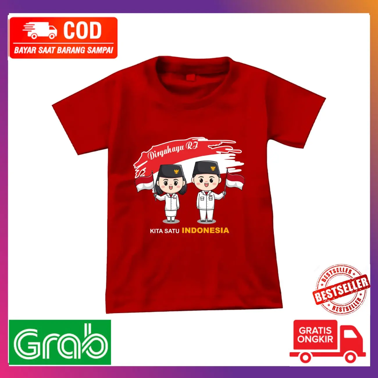 KAOS ATASAN ANAK ANAK / BAJU ANAK LAKI LAKI & PEREMPUAN 17 AGUSTUS KEMERDEKAAN 01 UK : 1-10