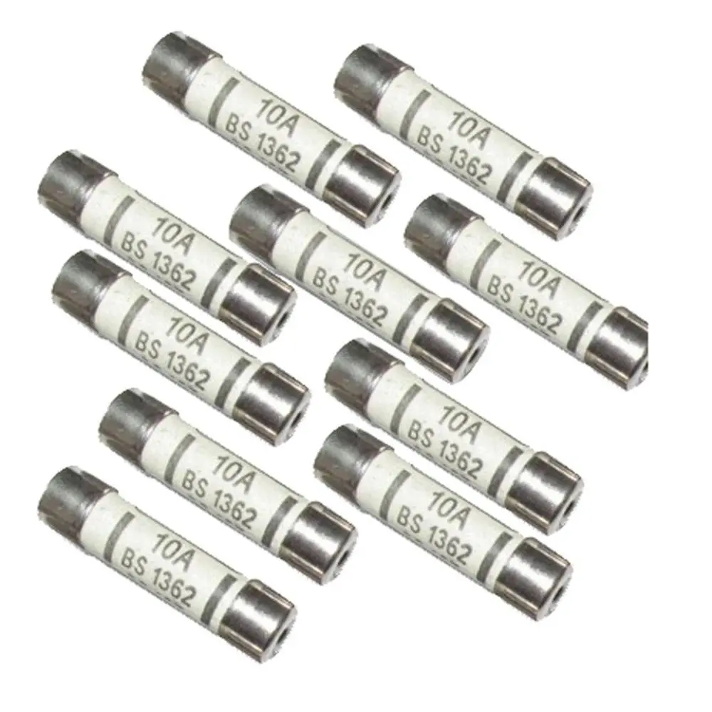 10 Pack 240V 10A BS1362 Ceramic Tube 6x25mm for Experiment Circuit Appliance Repair