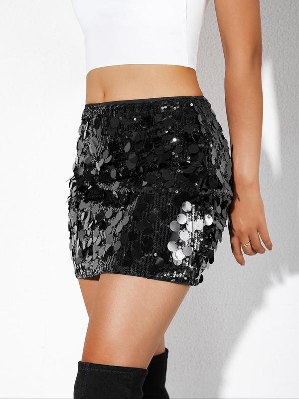 Women's Glitter Sequins Bodycon Skirt, Elegant Fashion Sparkly Short Skirt for Party Club Dating Valentine's Day, Ladies Summer Clothes Gift, Womenswear 4