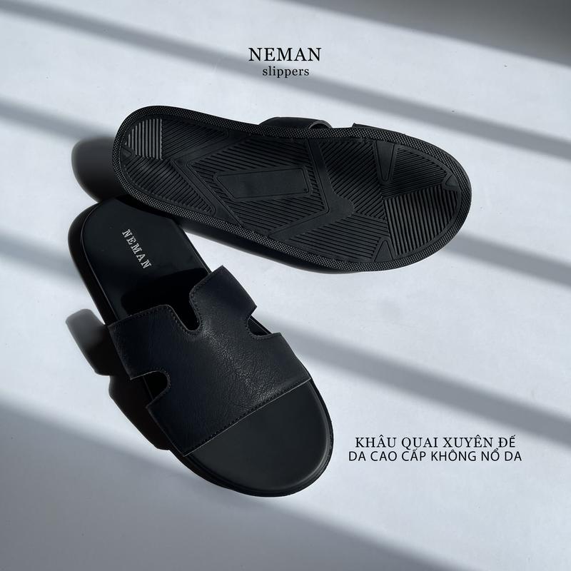 Product Introduction of Dép Quai Ngang Chữ K NEMAN, Khâu Quai Xuyên Đế, Quai Da Microfiber Không Nổ MS21 Cao Su Đế Bằng DéP 10