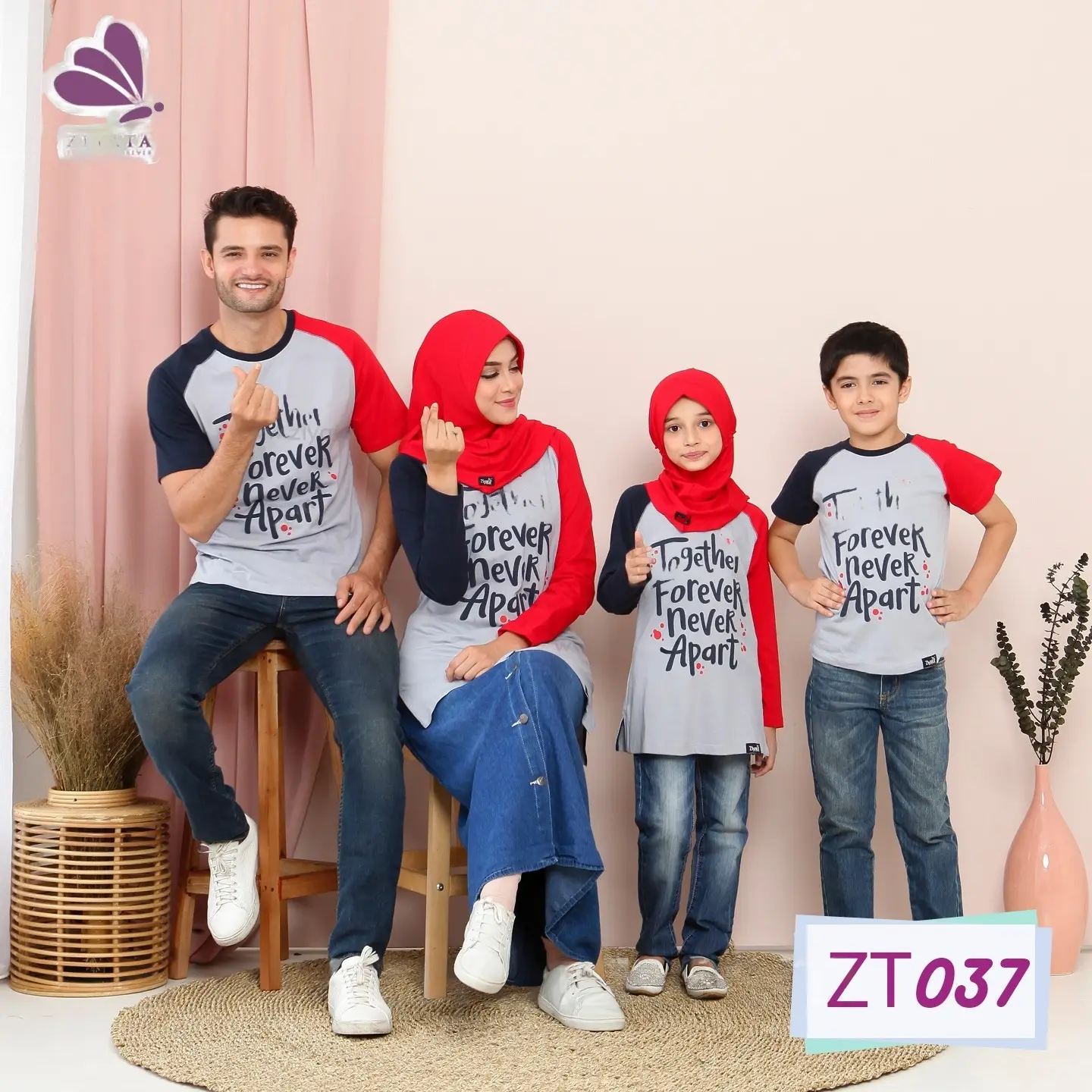 Jual Kaos couple //seragam terbaru//  Kaos kekinian //kaos Couple Keluarga 3 warna// kaos Couple Cotton combad 24s  ZT037 Muslim Baju Wanita Pasangan Ibu Lebaran Setelan Dewasa Sarimbit