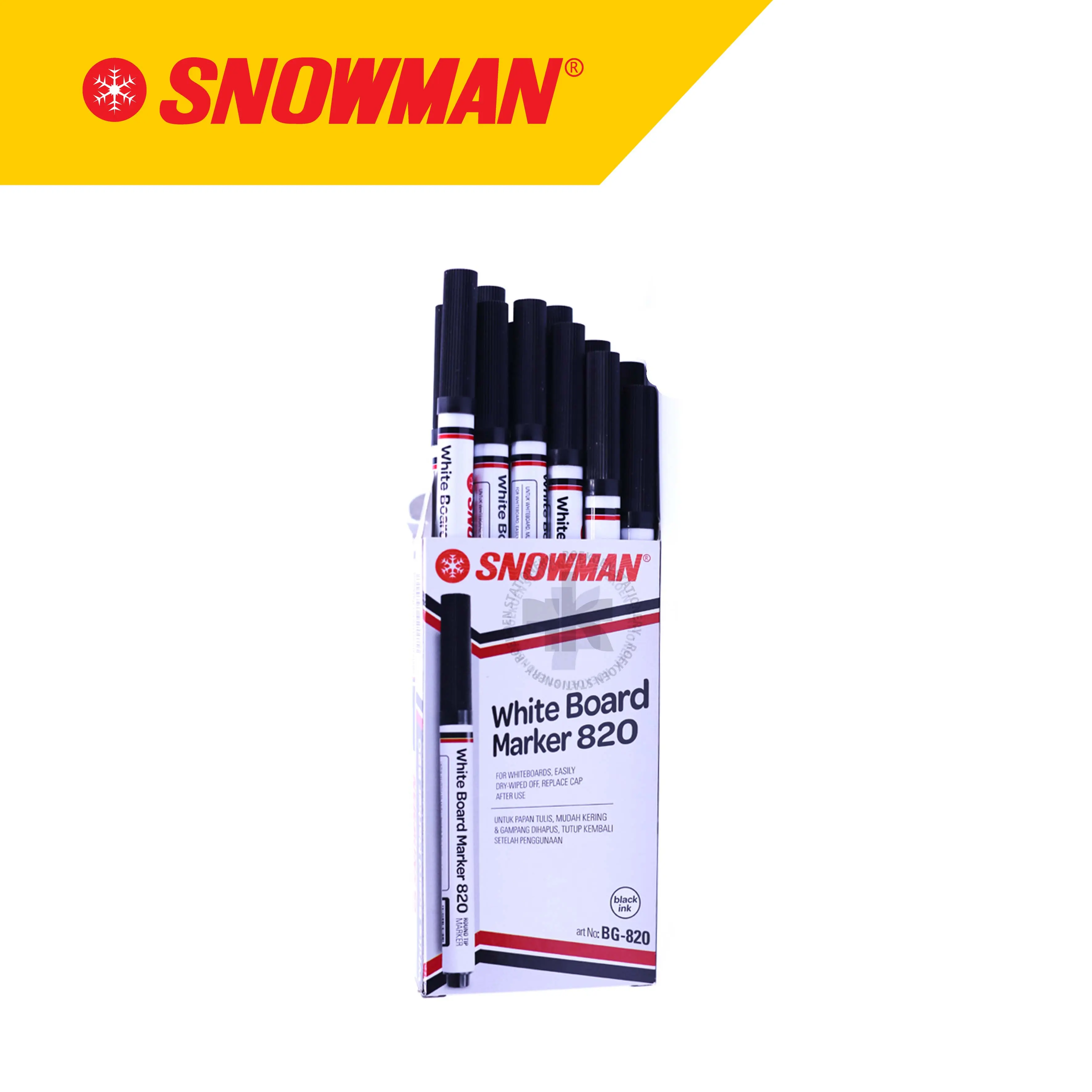 Snowman Whiteboard Marker Spidol Kecil Biru ABG-820 Blue (Round Tip)