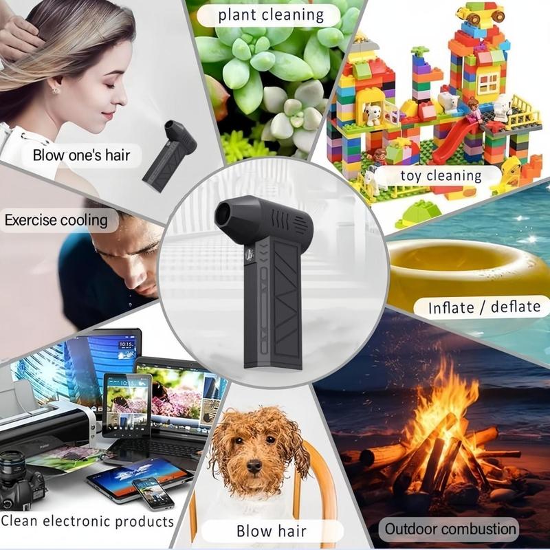 Product Introduction of Mini Jet Fan, USB Rechargeable Blower Fan, 3-Adjustable Gears Speed Blower, Portable Jet Fan for Computer Keyboard, Outdoors, Car, Home and Yard 5