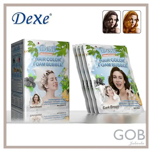 GOB - DeXe Hair Color Shampoo - Pewarna Semir Rambut Sampo Busa penghitam uban 4