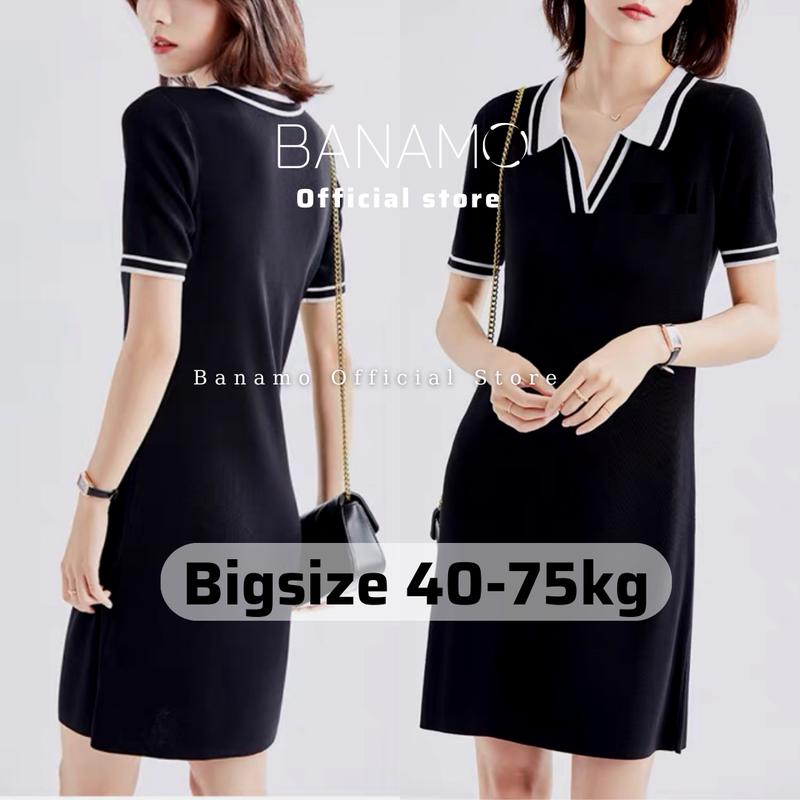 Đầm váy nữ BIGSIZE váy polo nữ dáng xuông 5914 Women Dress Cotton Màu Đen