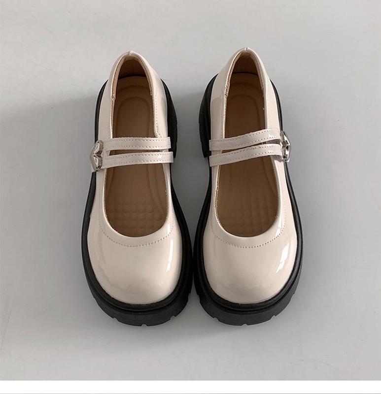 Product Introduction of Black and round Thick Bottom Mary Jane Small Leather Shoes Women 2024 New Retro Matching Skirt Low-Cut Chunky Heel Shoes 33