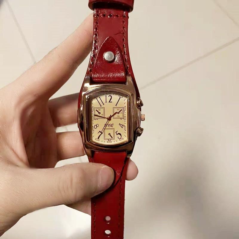 Đồng Hồ Da, Thời Trang Cổ Điển Phong Cách Cặp Đôi, Hình Chữ Nhật, Dành Cho Phụ Nữ Và Nam Giới, Đồng Hồ Da, Mặt Số Lớn, Cá Tính Đơn Giản, Thời Trang Phụ Kiện Watch 1