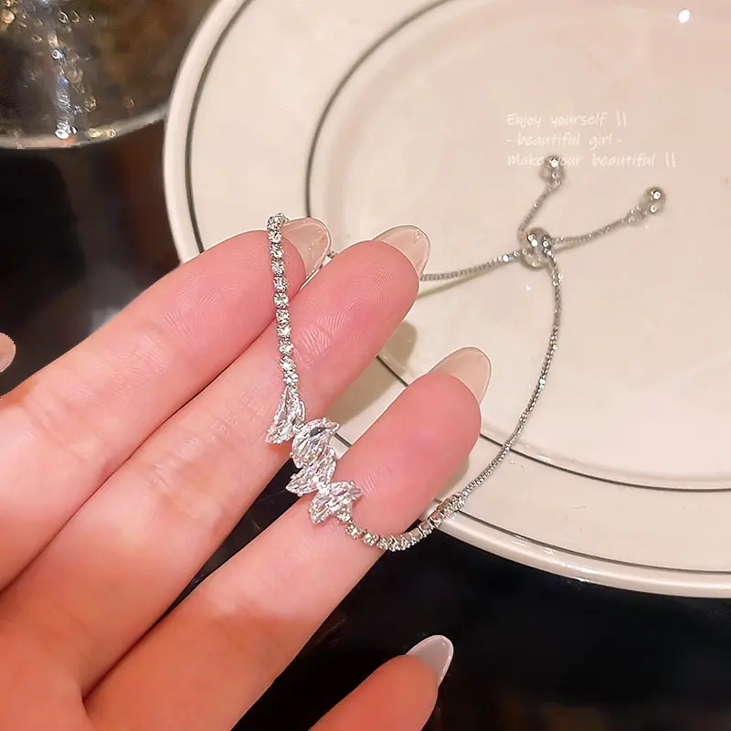 Vòng Tay Nơ Zircon, Tinh Tế, Dành Cho Phụ Nữ, Vòng Tay Kéo Ra, Đồ Trang Sức Tay, 1 Chiếc, Thích Hợp Cho Nữ