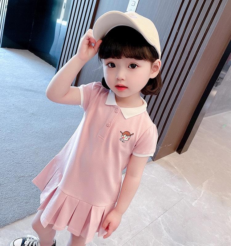 Mẫu Váy cổ bẻ GIRL dành cho bé gái sz 10-35kg. có 3 màu cho các mẹ chọn 4