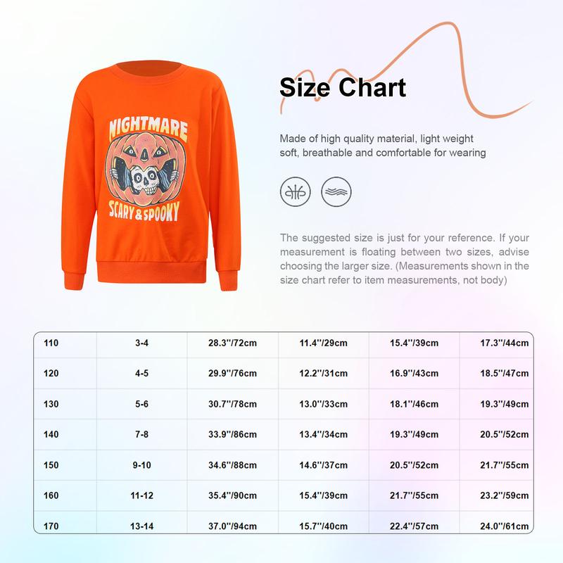 Product Introduction of Vastwit Child Halloween Outfit Pumpkin Sweatshirt Crewneck Long Sleeve Pullover Sweater for Boys Girls 0
