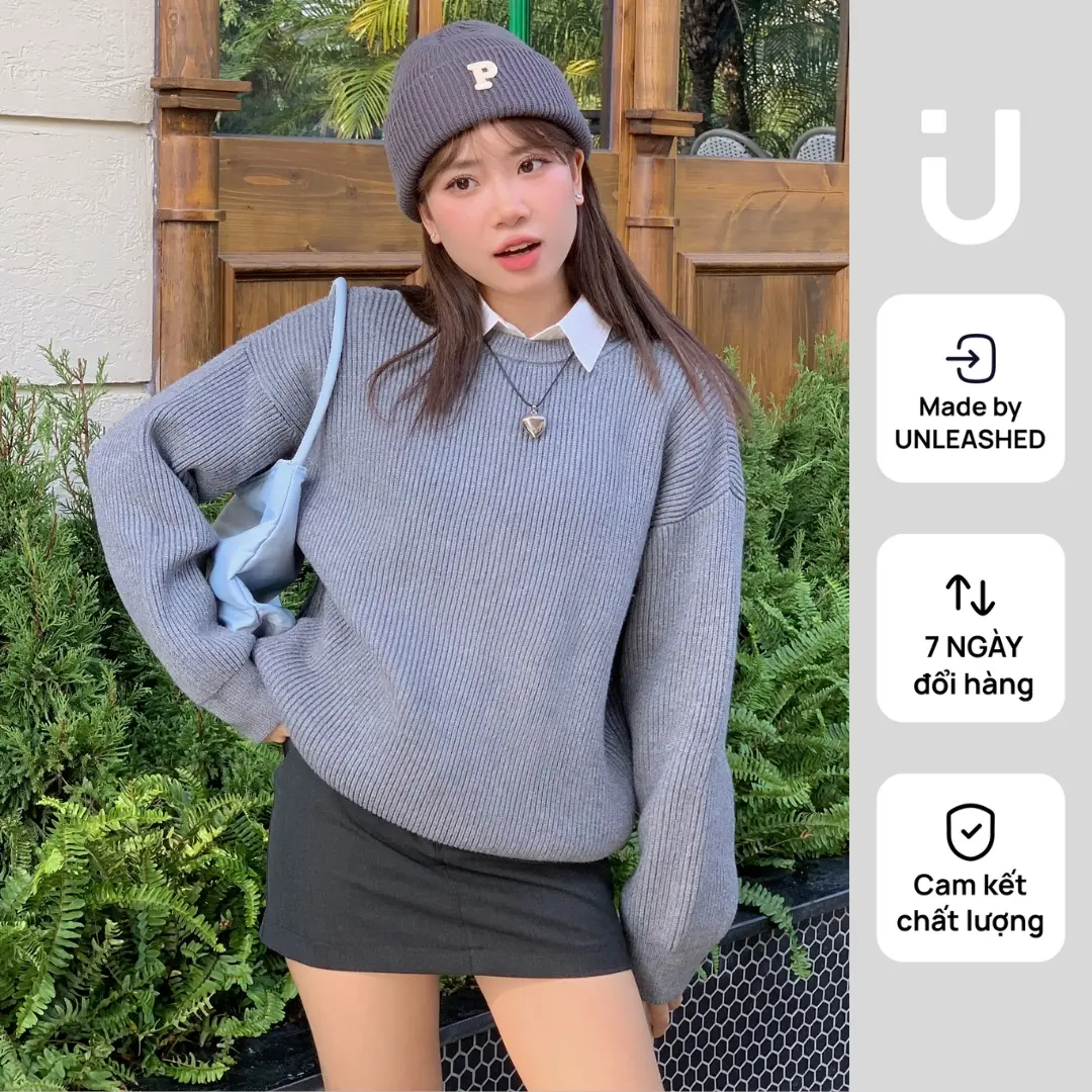 Áo len cổ tròn len mịn dầy dặn dáng rộng Unleashedvn Brook Chunky Rib Knit Wool Sweater