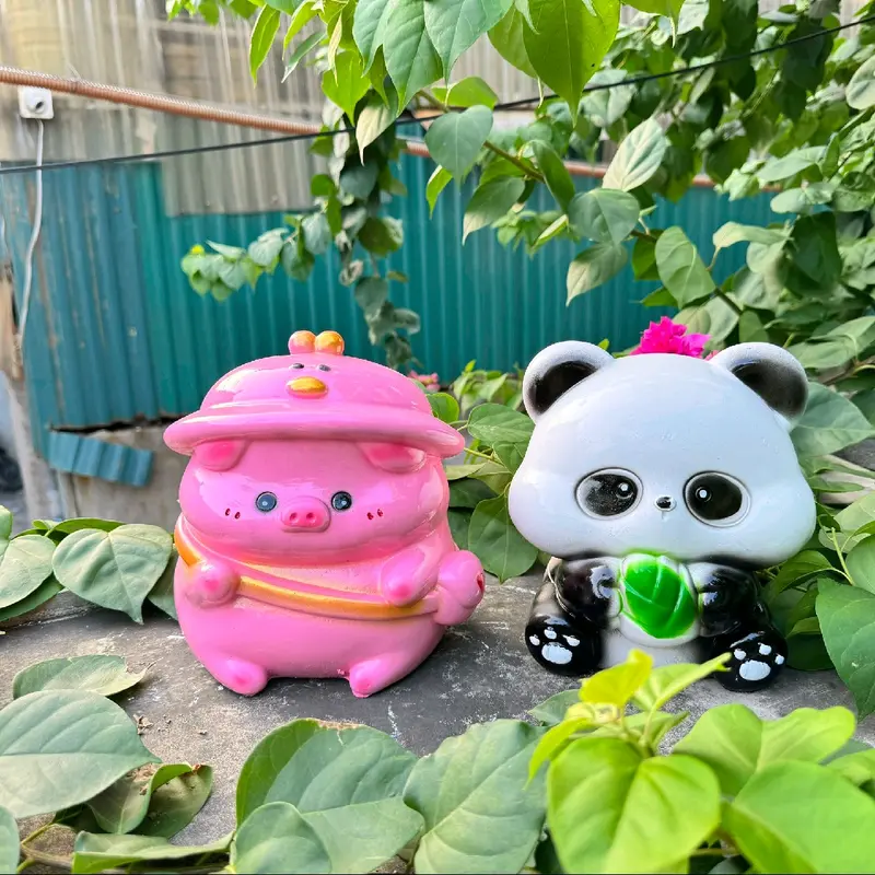 Gấu Trúc Cute, Heo Đất, Lợn Đất, Ống Tiết Kiệm, Đựng Tiền, Ống Heo Đồng 8